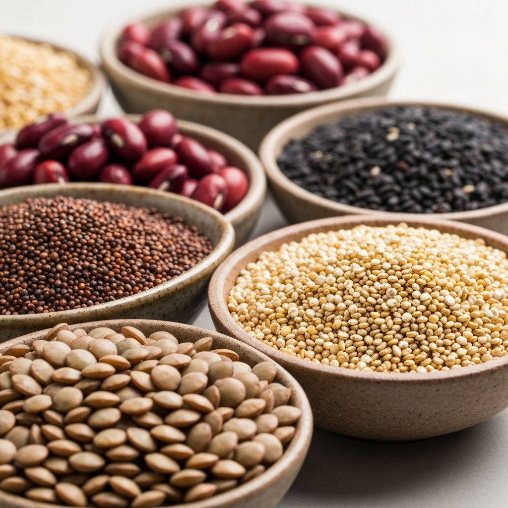 Mixed grains and legumes showing nutrient diversity